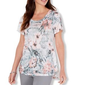 JM Collection Printed Studded Top